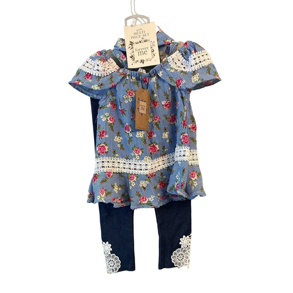 NWT Baby Girl's 3T Floral Top & Leggings Set by Forever Me #Y-5-2-10